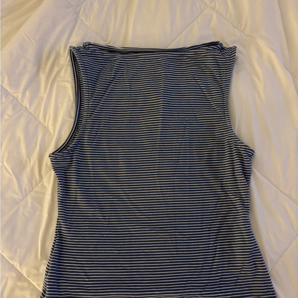 Navy Striped Sleeveless Tank Top